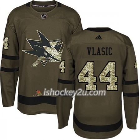 Mænd NHL San Jose Sharks Trøje Marc-Edouard Vlasic 44 Adidas 2017-2018 Camo Grøn Authentic